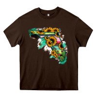 Chocolate Brown Florida Map with Sunflower and Serape Cactus Heavy Core Tee - Bettercallsaul