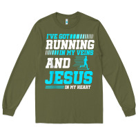 Army Green Christian Runner Half Marathon Running Race Jesus Gift Long Sleeve Tee - trangStudio