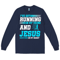 Navy Christian Runner Half Marathon Running Race Jesus Gift Long Sleeve Tee - trangStudio
