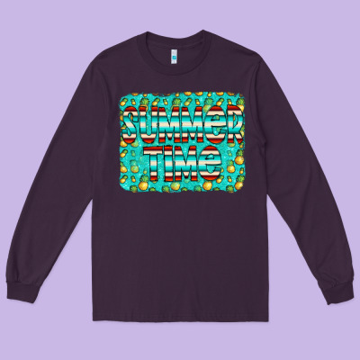 Summer Time Glitter Pineable Long Sleeve Tee Designed By Cowcowdesign