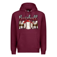 Burgundy Baseball Mom Premium Hoodie - CowhideDigitalArt