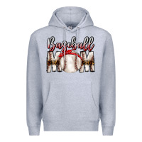 Heather Grey Baseball Mom Premium Hoodie - CowhideDigitalArt