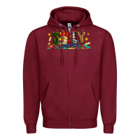 Burgundy Christmas Jolly Teacher Zipper Hoodie - Artiststas