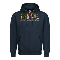 Navy Christmas Jolly Teacher Zipper Hoodie - Artiststas