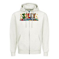 Oatmeal Heather Christmas Jolly Teacher Zipper Hoodie - Artiststas
