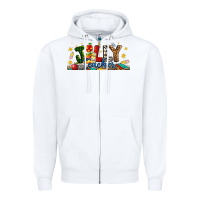 White Christmas Jolly Teacher Zipper Hoodie - Artiststas