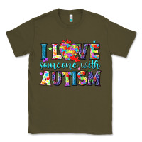 Army Green I love someone with Autism Classic Tee - NancyCooperArtShop