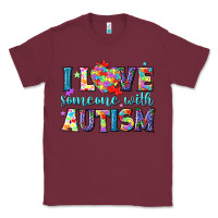 Burgundy I love someone with Autism Classic Tee - NancyCooperArtShop