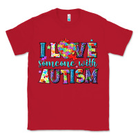 Red I love someone with Autism Classic Tee - NancyCooperArtShop