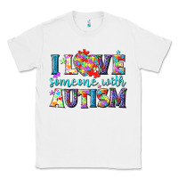 White I love someone with Autism Classic Tee - NancyCooperArtShop