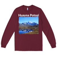 Burgundy Bolivia Huayna Potosi Mountain Andes Art Long Sleeve Tee - trangStudio