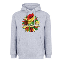 Heather Grey juneteenth fist sunflower Heavyweight Hoodie - BarkalooDesign