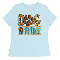 Baby Blue Dog Nana with Paw Ladies Tee - texasbilliewilder