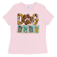 Bubblegum Pink Dog Nana with Paw Ladies Tee - texasbilliewilder