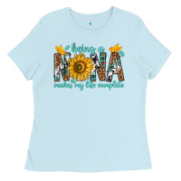 Baby Blue Being a Nana Makes My Life Complete Ladies Tee - texasbilliewilder