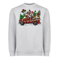 Heather Grey festive farm animal christmas truck Heavyweight Sweatshirt - CowhideDigitalArt
