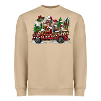 Festive Farm Animal Christmas Truck Heavyweight Sweatshirt | Teevron