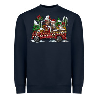 Navy festive farm animal christmas truck Heavyweight Sweatshirt - CowhideDigitalArt