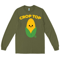 Army Green corn t  shirt c r o p t o p t  shirt Long Sleeve Tee - trangStudio