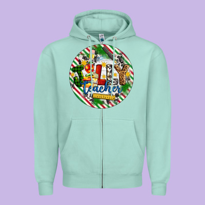 Christmas Jolly Teacher Zipper Hoodie Designed By Artiststas