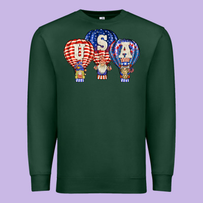Usa Air Balloon Gnomies Premium Sweatshirt Designed By Barkaloodesign