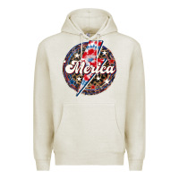 Oatmeal Heather Western Merica Patriotic 4th of July Premium Hoodie - LillyAllenDesigns