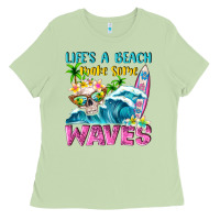 Matcha Life's a beach make some waves Ladies Tee - NancyCooperArtShop