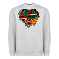Heather Grey festive western christmas heart Heavyweight Sweatshirt - CowhideDigitalArt