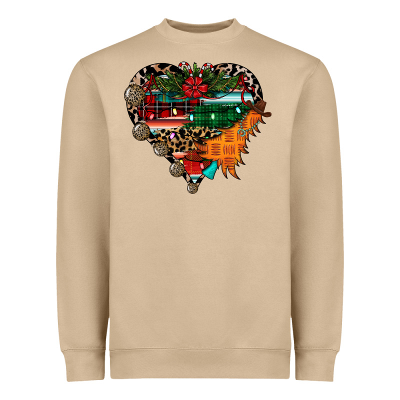 Festive Western Christmas Heart Heavyweight Sweatshirt by CowhideDigitalArt | Teevron