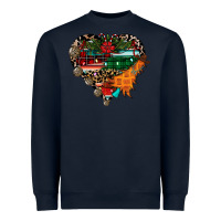 Navy festive western christmas heart Heavyweight Sweatshirt - CowhideDigitalArt