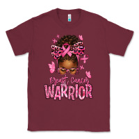 Burgundy brest cancer warrior afro messy bun Classic Tee - texasbilliewilder