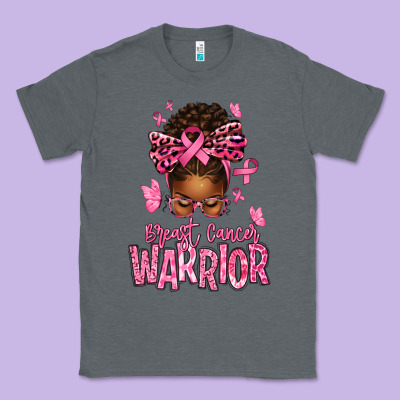 Brest Cancer Warrior Afro Messy Bun Classic Tee Designed By Texasbilliewilder
