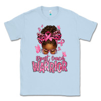 Dusty Blue brest cancer warrior afro messy bun Classic Tee - texasbilliewilder