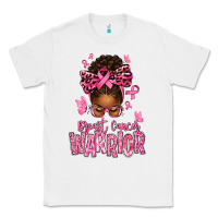 White brest cancer warrior afro messy bun Classic Tee - texasbilliewilder