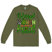 Army Green St. Patrick's Blessed women are born in March Long Sleeve Tee - OliviaCreatesArt