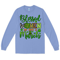 Colony Blue St. Patrick's Blessed women are born in March Long Sleeve Tee - OliviaCreatesArt