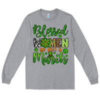 Heather Grey St. Patrick's Blessed women are born in March Long Sleeve Tee - OliviaCreatesArt