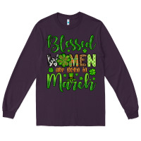 Plum St. Patrick's Blessed women are born in March Long Sleeve Tee - OliviaCreatesArt