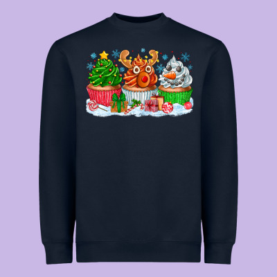 Festive Christmas Cupcakes Heavyweight Sweatshirt Designed By Cowhidedigitalart
