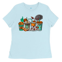 Baby Blue Basketball coffee cups Ladies Tee - NancyCooperArtShop