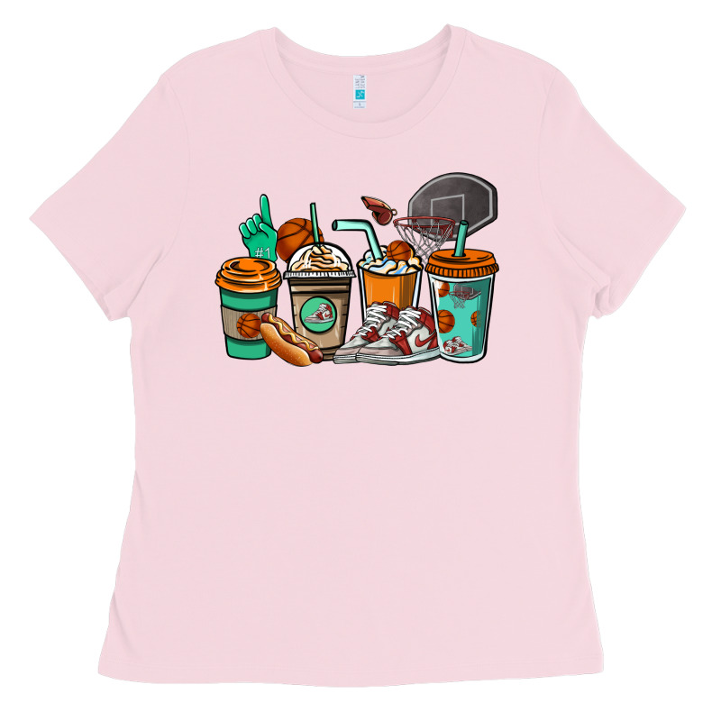 Basketball Coffee Cups Ladies Tee by NancyCooperArtShop | Teevron