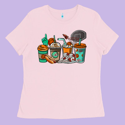 Basketball Coffee Cups Ladies Tee Designed By Nancycooperartshop