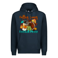 Navy Falling Leaves Football Please Premium Hoodie - LillyAllenDesigns