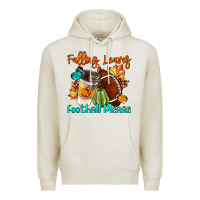Oatmeal Heather Falling Leaves Football Please Premium Hoodie - LillyAllenDesigns