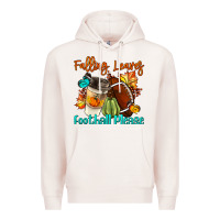 Pale Pink Falling Leaves Football Please Premium Hoodie - LillyAllenDesigns