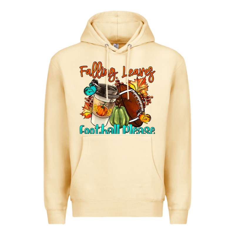 Falling Leaves Football Please Premium Hoodie by LillyAllenDesigns | Teevron