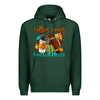 Sports Green Falling Leaves Football Please Premium Hoodie - LillyAllenDesigns