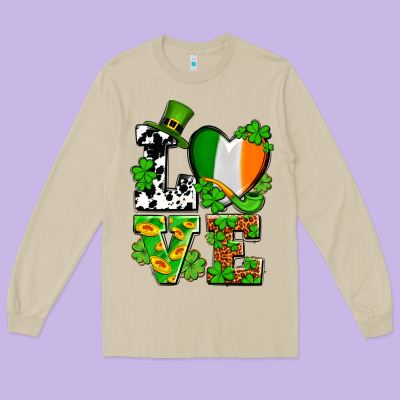 Love St. Patrick's Long Sleeve Tee Designed By Oliviacreatesart