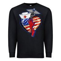 Black patriotic nurse love Premium Sweatshirt - BarkalooDesign