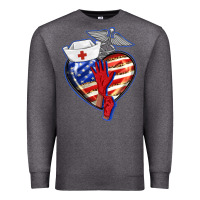 Charcoal Heather patriotic nurse love Premium Sweatshirt - BarkalooDesign
